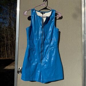 Fashion Nova Blue Faux Leather Romper